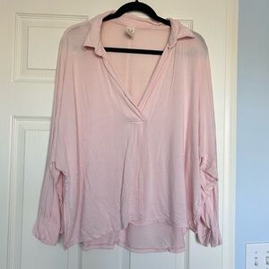We the Free Light Pink V-Neck Long Sleeve Women's Top